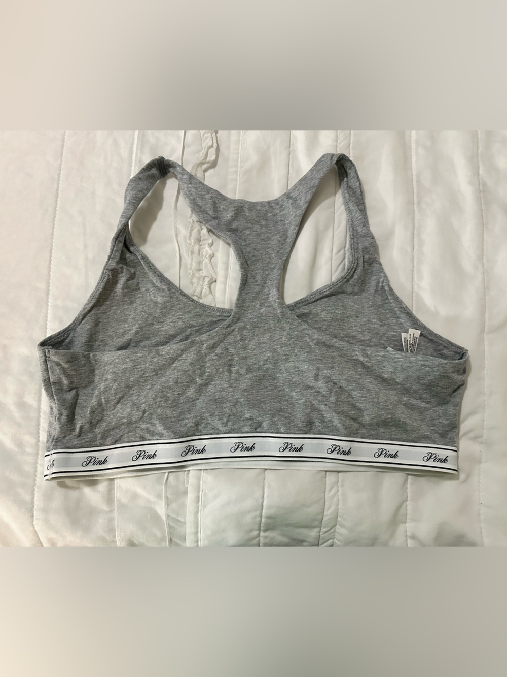 Victoria's Secret Gray Racerback Sports Bralette - PINK Logo Band
